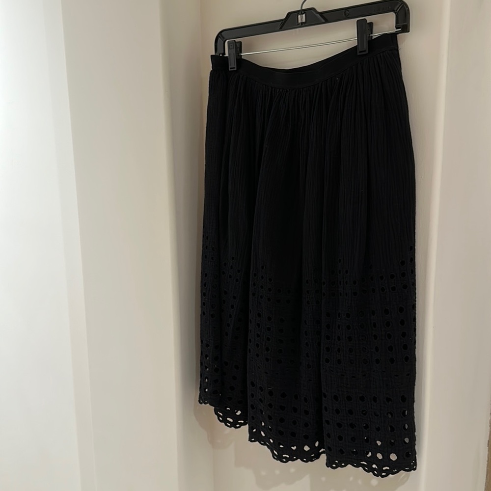 Sea New York black eyelet midi skirt